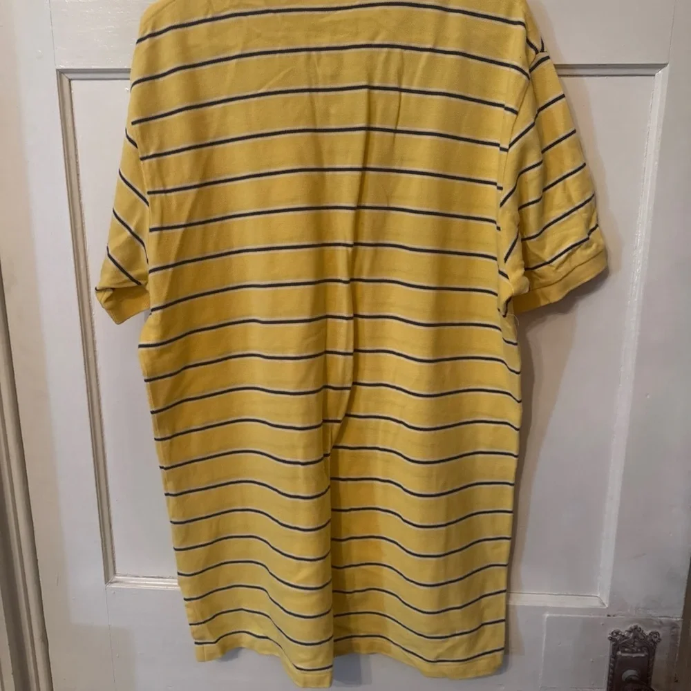 Polo Ralph Lauren Polo Shirt Mens Large Yellow Striped Pony Logo Short Sleeve